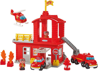 Caserne de pompiers Ecoiffier Abrick avec 3 véhicules