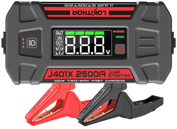 Lokithor jump starter j401x - 12v - puissance de démarrage 2500a - banque d'alimentation - lampe de poche - faible autodécharge