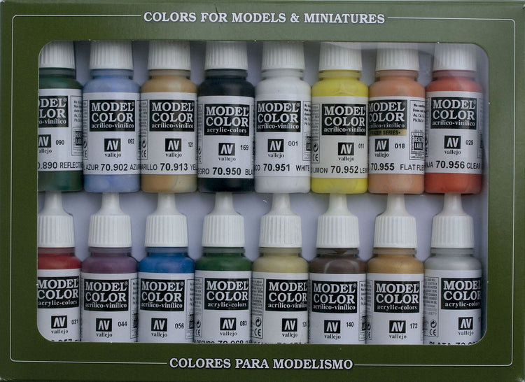Vallejo Hobby Paint Peinture acrylique - 70140 Basic Colors USA - Model Color - Kit de peinture acrylique - 16x 17 ml