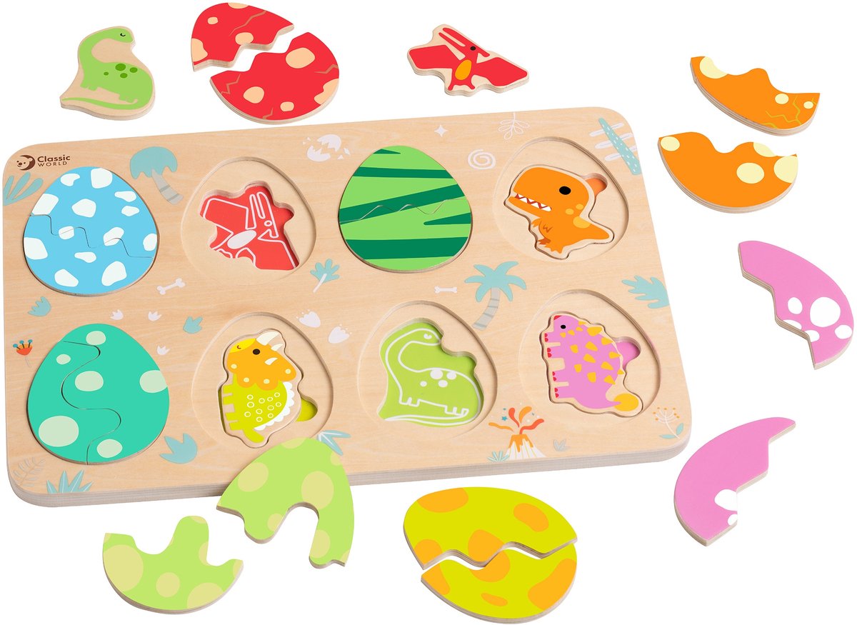 Classic World Wooden Insert Puzzle Dinosaurus, 25e.