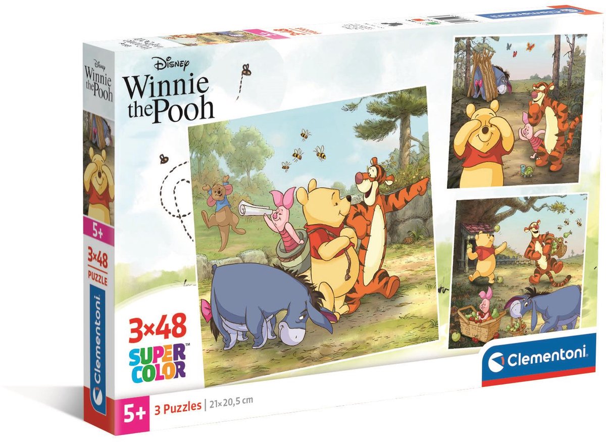Clementoni - puzzle - 3x48 pièces - disney winnie l'ourson - puzzle enfant - à partir de 5 ans