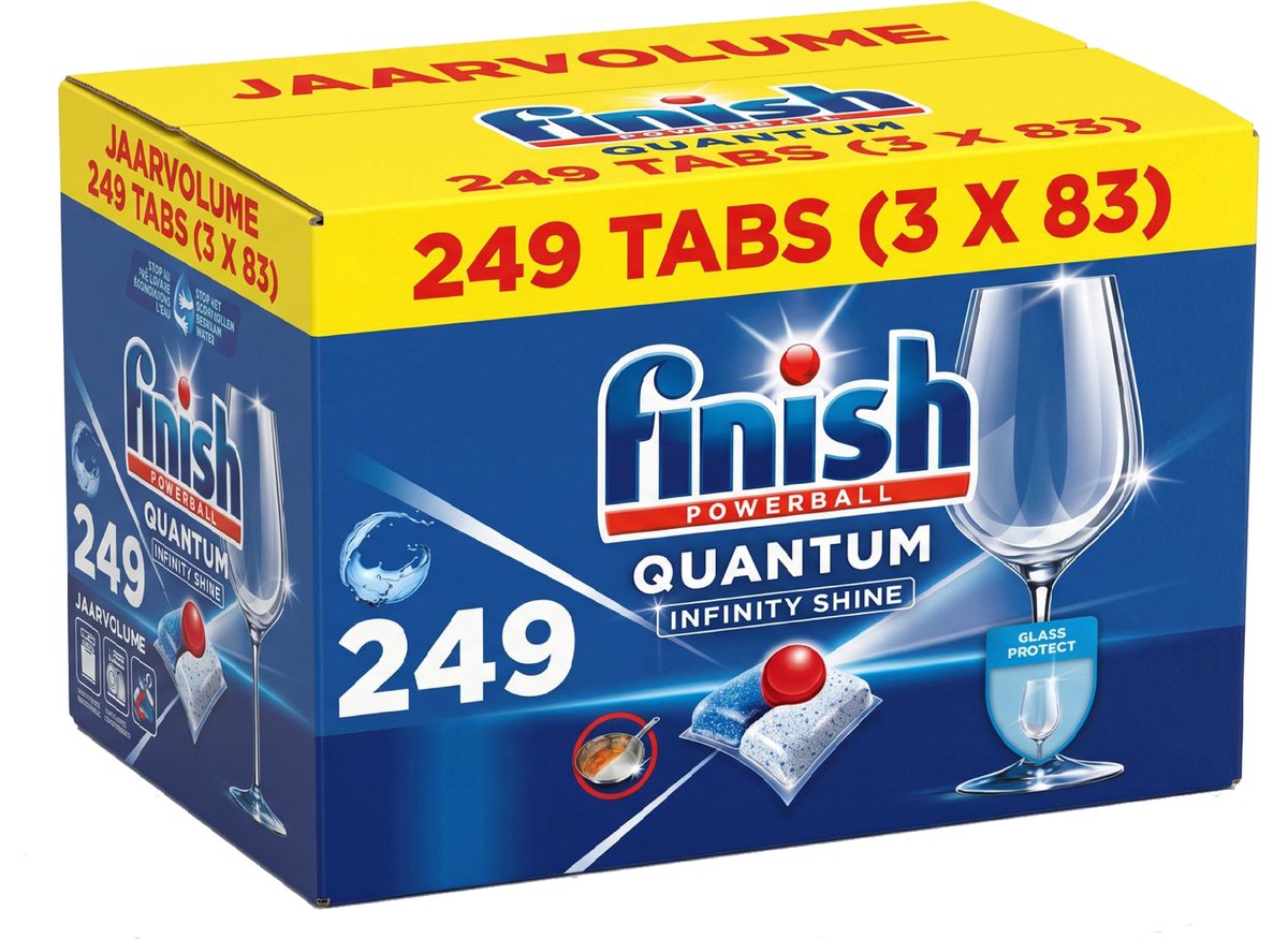 Tablettes pour lave-vaisselle Finish Quantum Infinity Shine - 3 x 83 = 249 capsules - Pack économique