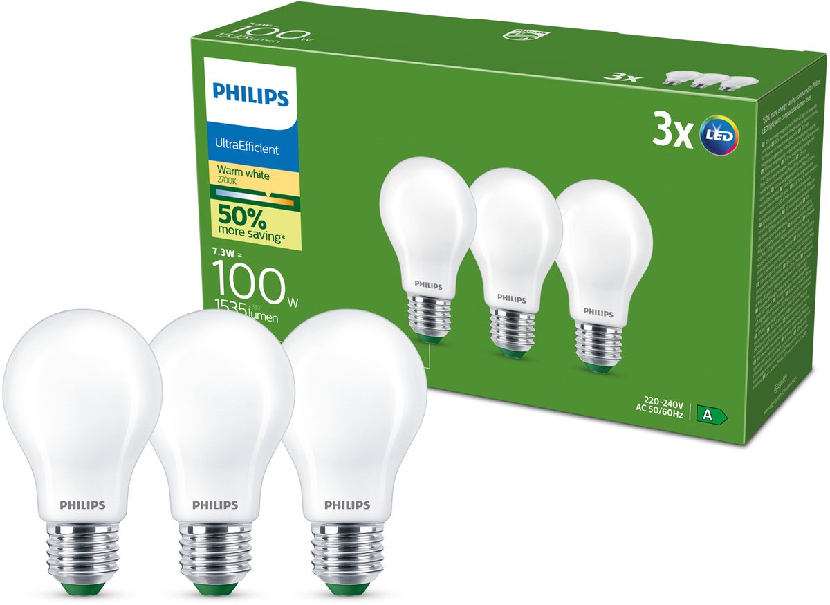 Ampoule filament Philips mate 100w a60 e27 x3