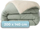 Faire taire. living hush living - couette lavable design bicolore vert sauge teddy - 140x200 cm - 300 g/m² - avec taie d'oreiller assortie