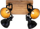 Briloner style bois - plafonnier - spots orientables - 4 lumières E14 - matière : bois et métal - couleur : noir et or