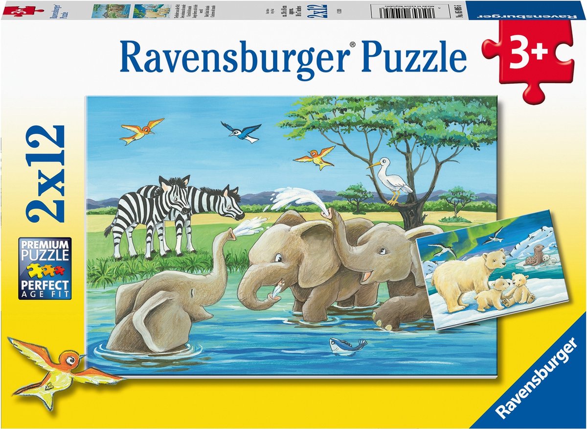Ravensburger Jigsaw Puzzle Young Animals du monde entier, 2x12 PCS.