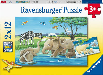 Ravensburger Jigsaw Puzzle Young Animals du monde entier, 2x12 PCS.