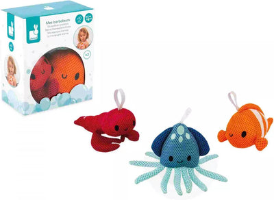 Janod - jouets de bain - lot de 3 éponges ami du bain