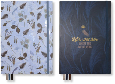 Carnet Kangaro - beauté naturelle - 25,3 x 17,8 cm - papier à points - avec élastiques et rubans de lecture - 2 pièces - k-skz210009