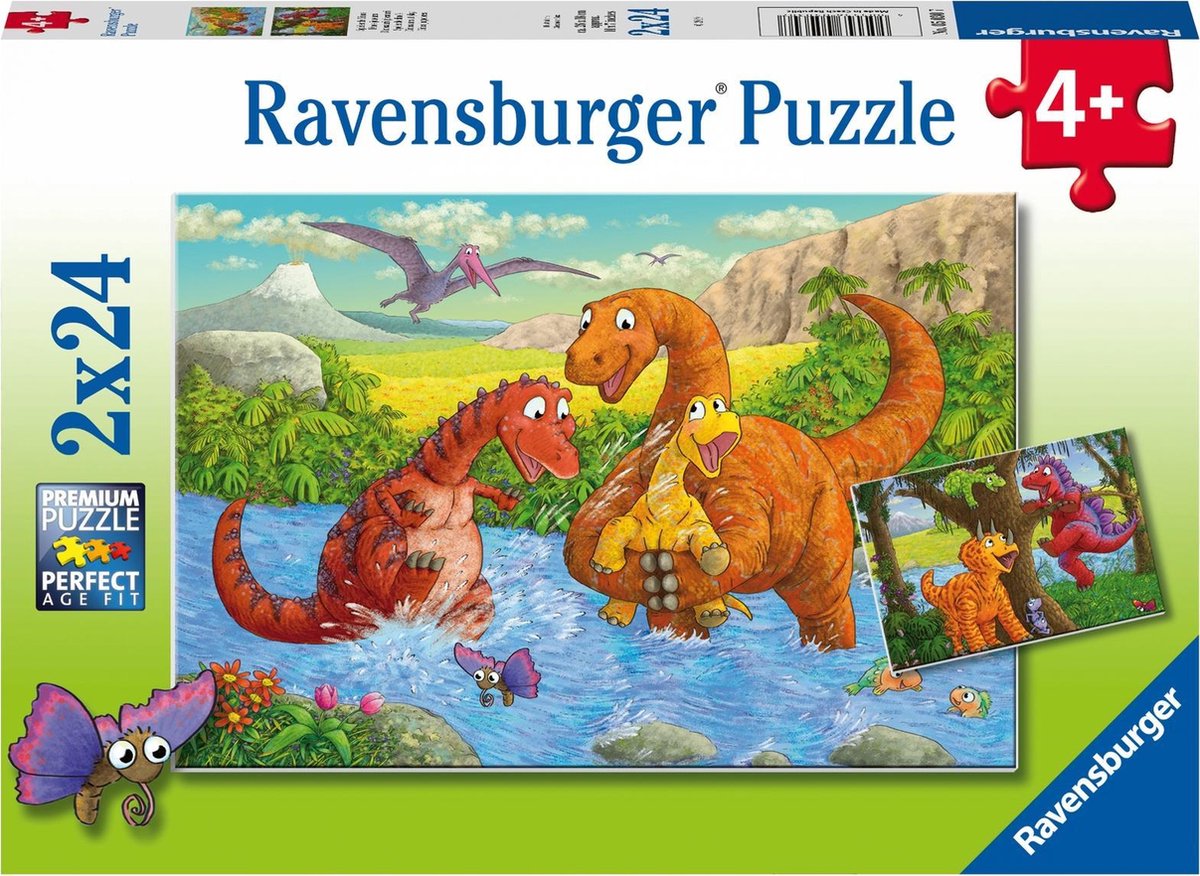 Ravensburger Puzzle Jigsaw jouant des dinos, 2x24st.
