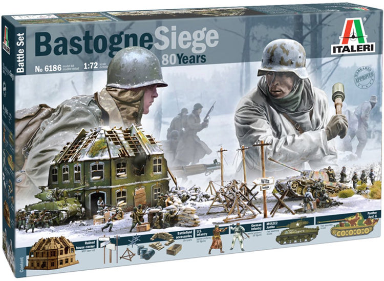 Diorama en kit modèle Italeri - 6186 siège de Bastogne années 80 - diorama - set de bataille en plastique - 1:72 - modélisme