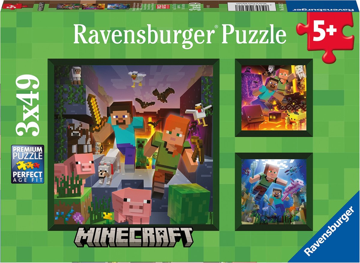 Ravensburger Jigsaw Puzzle Minecraft Biomes, 3x49st.