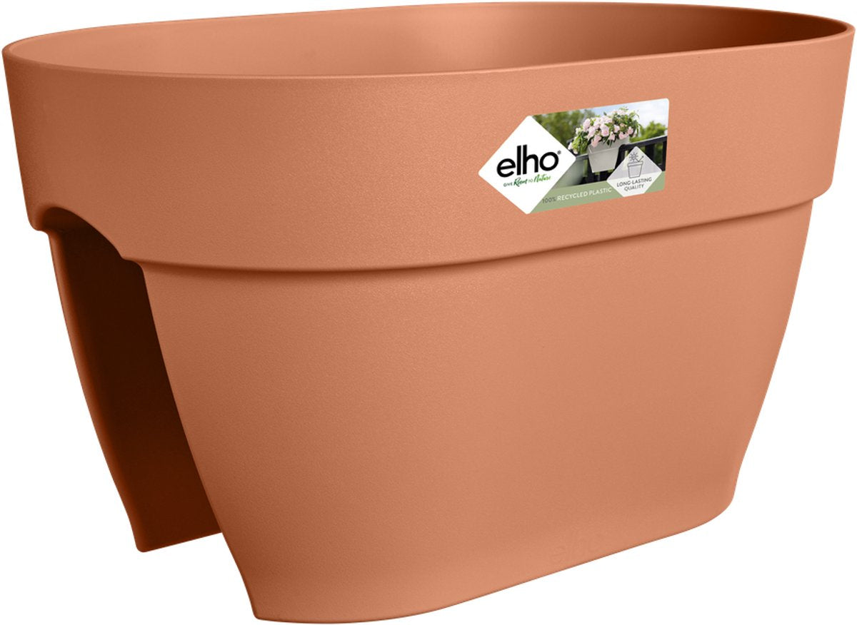 Elho vibia campana flower bridge 40 - jardinière pour balustrade de balcon - 100% plastique recyclé - ø 39,0 x h 22,0 cm - terra