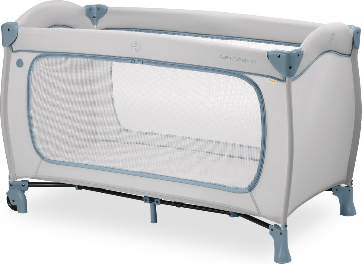 Hauck sleep n play go plus - lit de camping - avec roulettes - passage extra large - bleu poussiéreux