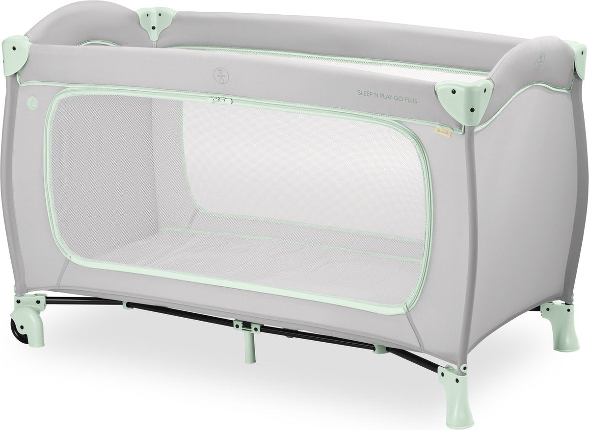 Hauck sleep n play go plus - lit de camping - avec roulettes - passage extra large - menthe poussiéreuse
