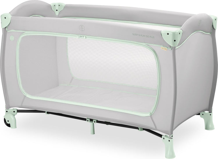 Hauck sleep n play go plus - lit de camping - avec roulettes - passage extra large - menthe poussiéreuse