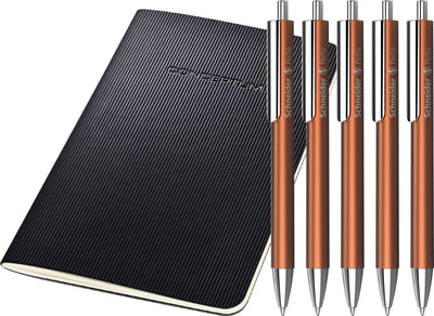 Schneider writing instruments stylo à bille schneider - perlia - m - bronze - 5 pièces - encre bleue - s-139507-5