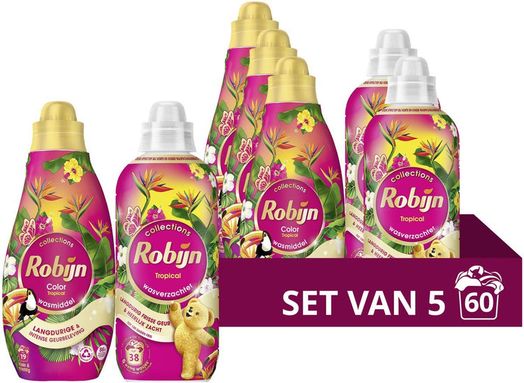 Paquet de lessive et d'assouplissant Robijn Perfect Match - tropical - 5 pièces - 60 lavages