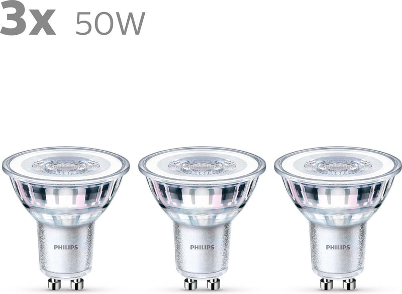 Spot LED Philips économe en énergie - 50 W - GU10 - lumière blanc froid - 3 pièces - économisez sur les coûts énergétiques