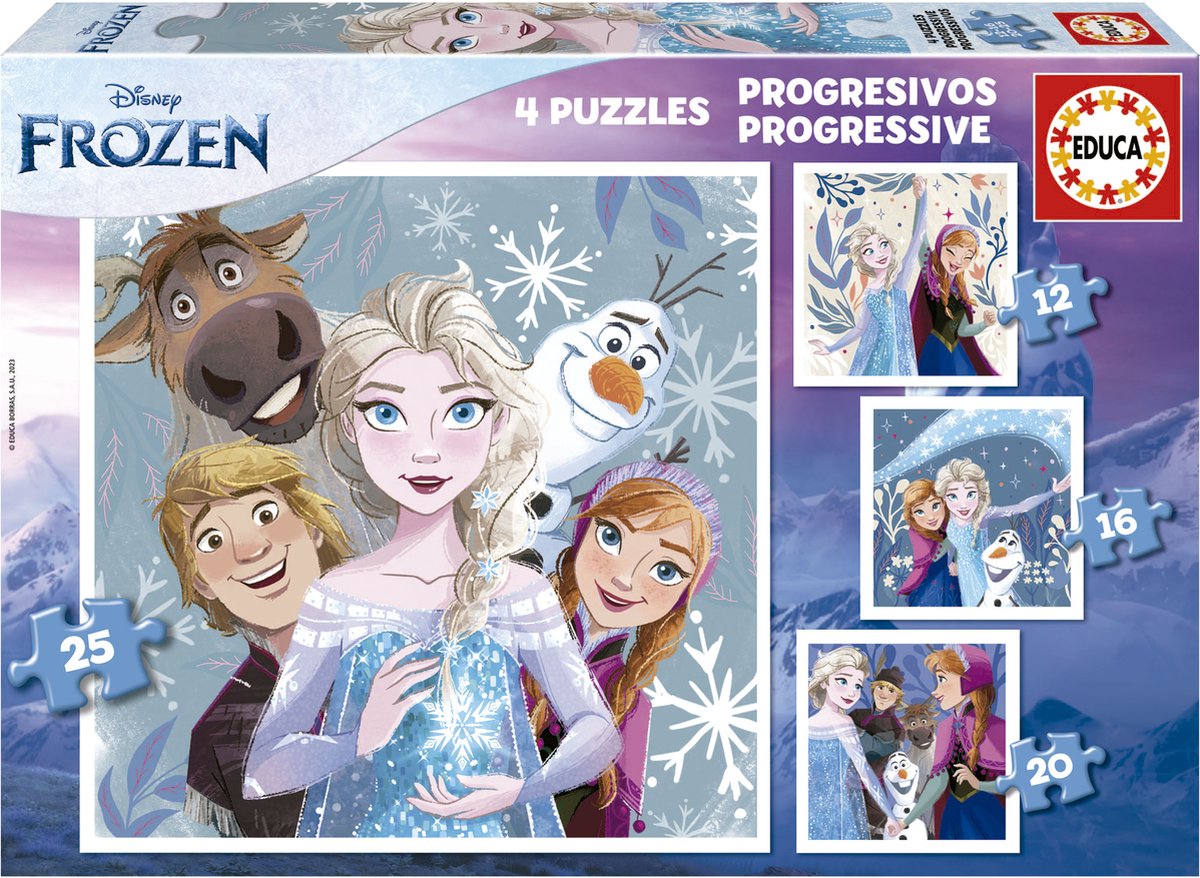 Educa - puzzle progressif - la reine des neiges - 4 puzzles de 12-16-20-25 pièces
