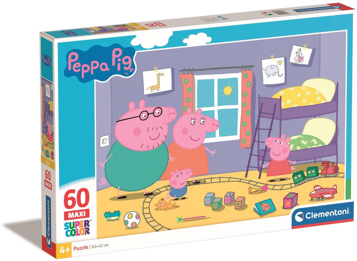 Clementoni - puzzle - 60 maxi pièces - peppa pig - puzzle enfant - à partir de 4 ans
