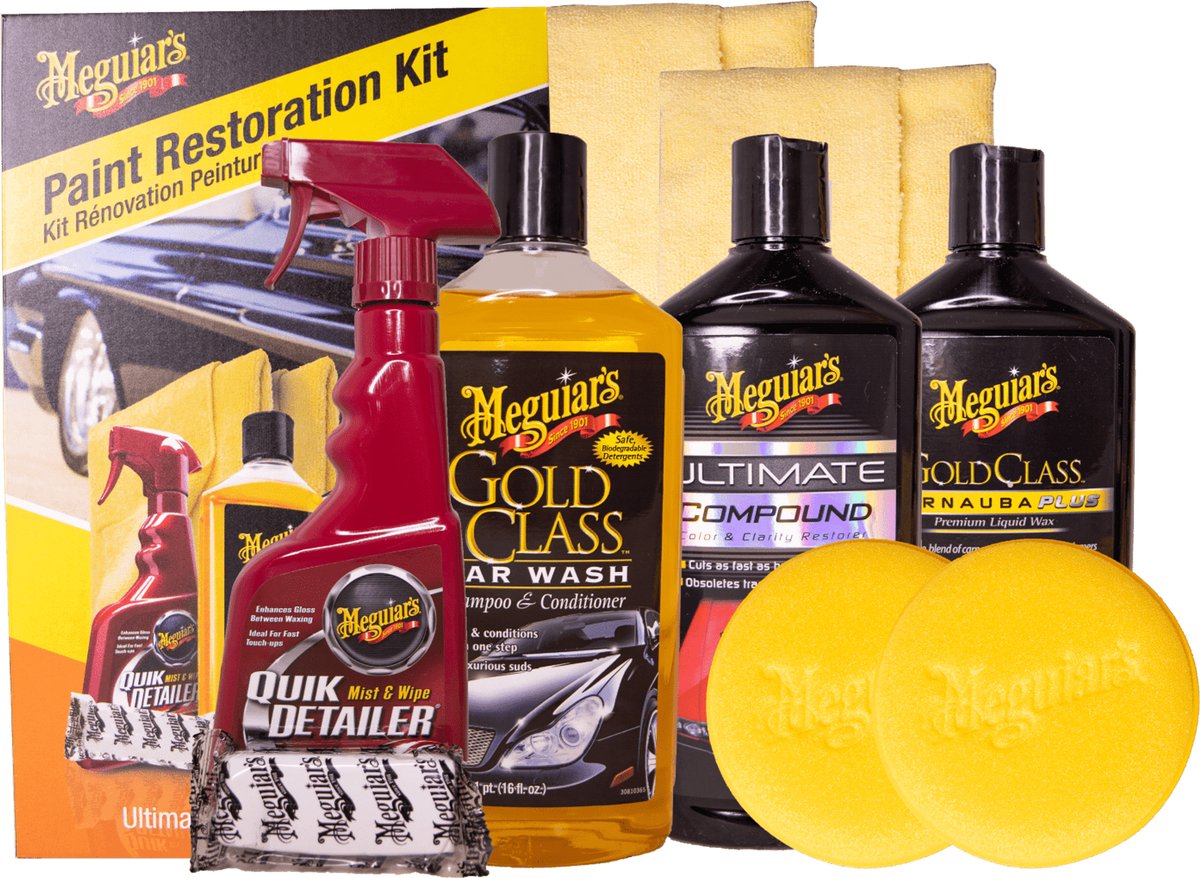 Meguiar's Kit de restauration de peinture Meguiar's – ensemble complet de restauration de peinture – comprenant un shampoing, une barre d'argile et une cire composée – pour peinture terne et négligée