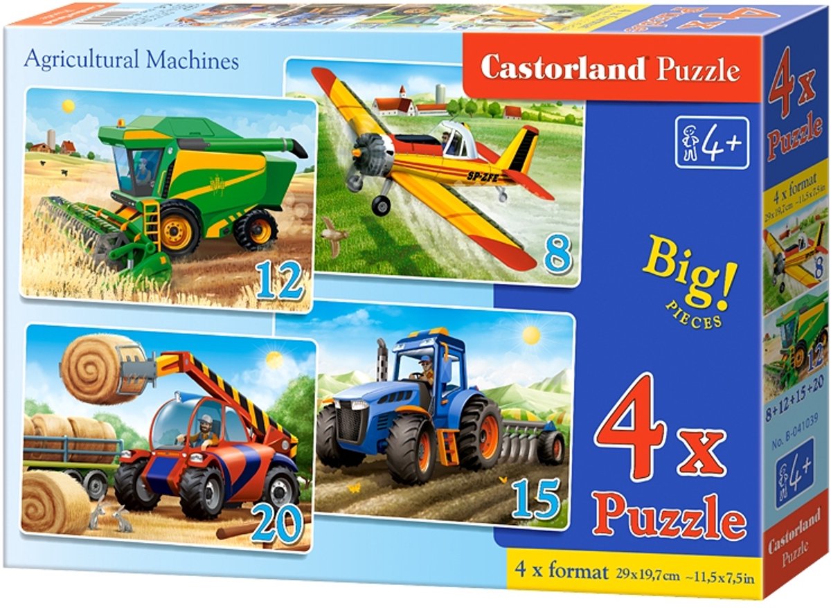 Castorland 4x1 puzzle 8-12-15-20 machines agricoles