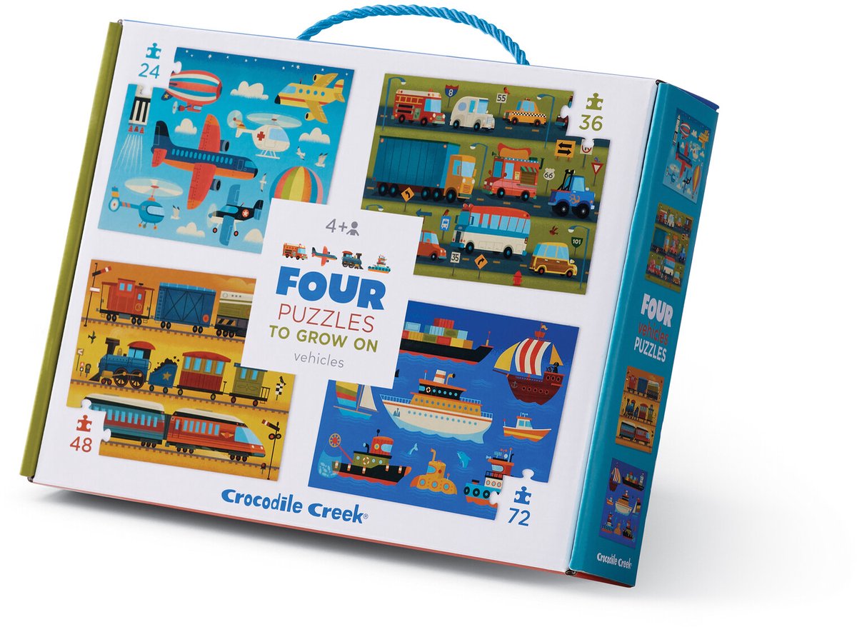 Set de puzzles véhicules Crocodile Creek - puzzles colorés pour enfants.