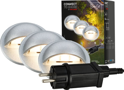 Briloner connect to shine - Spot de sol LED pour l'extérieur - lot de 3 - kit de démarrage pour éclairage de jardin - lumière blanc chaud - ip65 - ø3,5x3,6 cm - câble 1,5 m