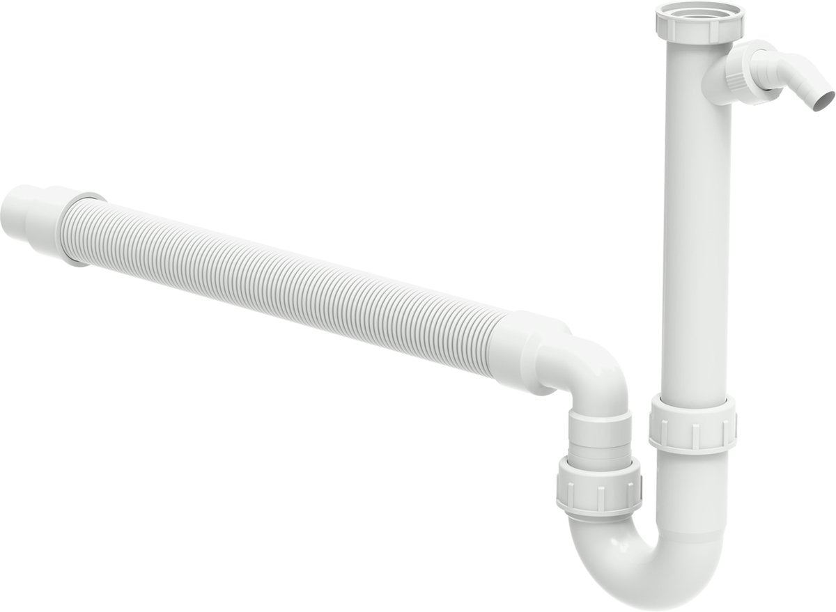 Siphon pour tuyau Schütte universel - 6 4 x ø 40-50 mm - plastique - évacuation flexible - blanc
