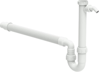 Siphon pour tuyau Schütte universel - 6 4 x ø 40-50 mm - plastique - évacuation flexible - blanc
