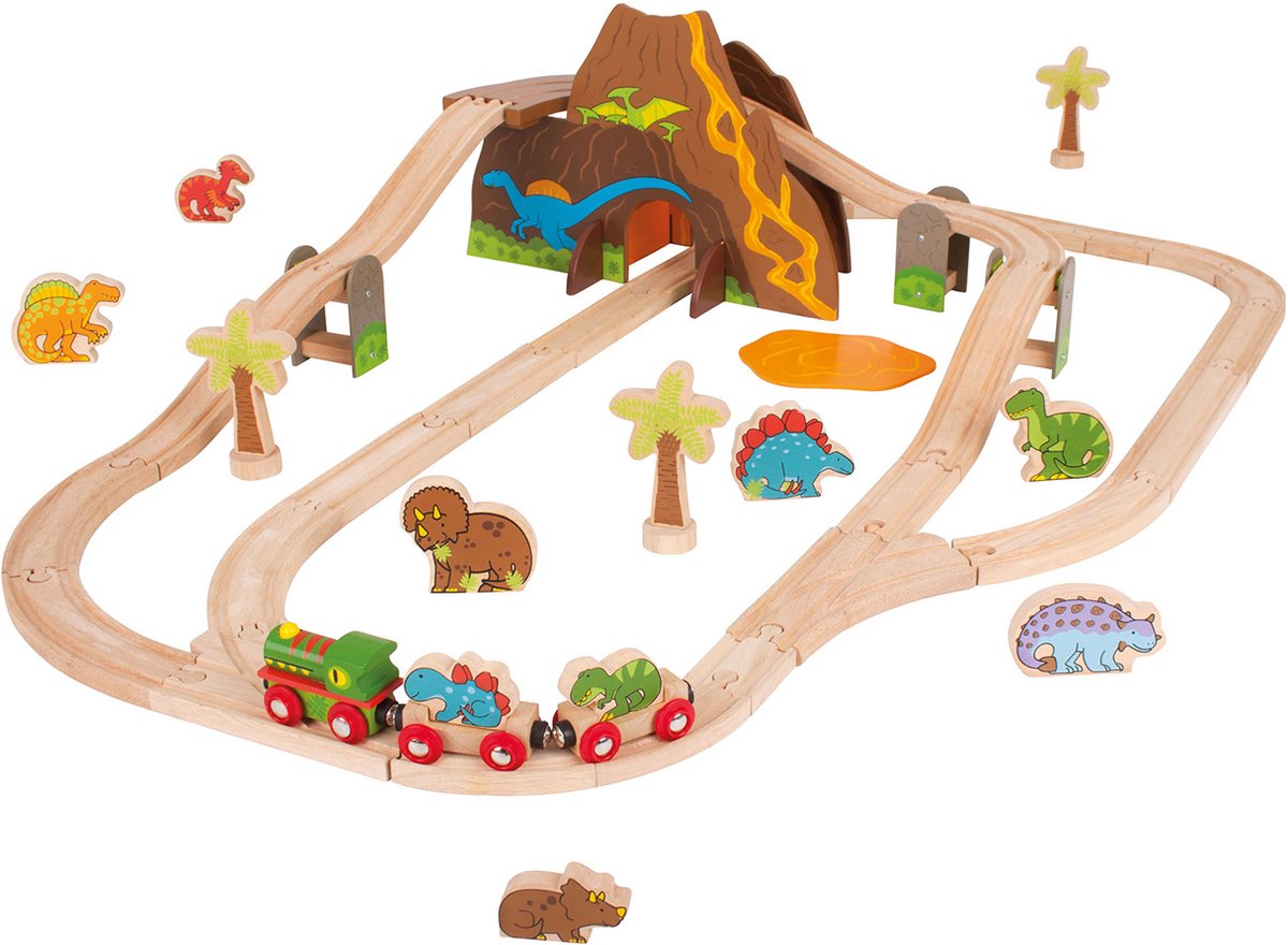 Bigjigs Ensemble de train en bois, 49dlg.