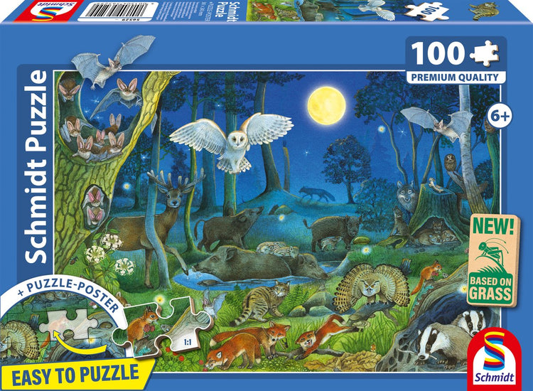 Schmidt - puzzle - animaux dans la forêt nocturne - 100 pièces - enfants - à partir de 6 ans