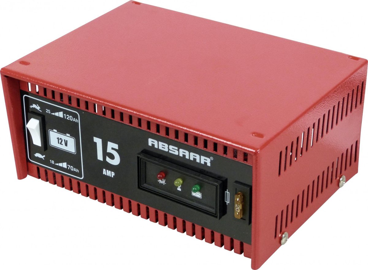Chargeur de batterie Absaar 12 volts 18-120 ah 15 ampères rouge