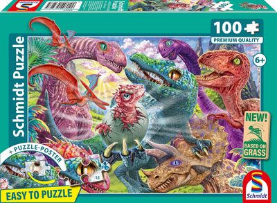 Schmidt - puzzle - petits dinosaures grandes aventures - 100 pièces - enfants - à partir de 6 ans