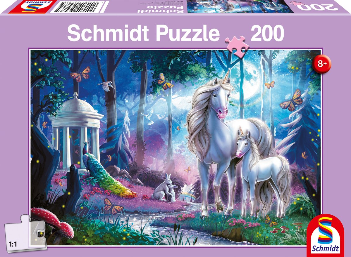 Schmidt - puzzle - jument licorne avec poulain - 200 pièces - enfants - à partir de 8 ans