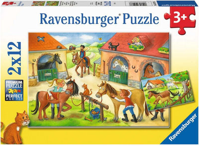 Puzzle Ravensburger Vacances au manège - deux puzzles - 12 pièces - puzzle pour enfants