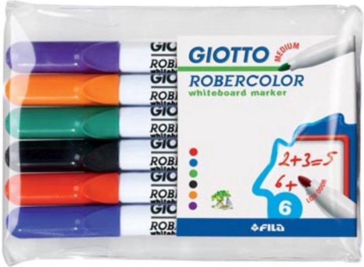 Giotto boîte de 6 marqueurs pour tableau blanc robercolor pointe 4mm