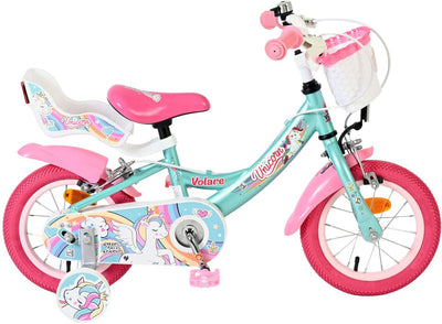 Vélo enfant Volare licorne - filles - 12 pouces - vert - deux freins à main