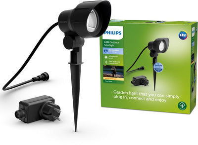 Philips Kit de base de spots de sol LED pour l'extérieur - basse tension - noir - lumière blanc chaud - 24 w