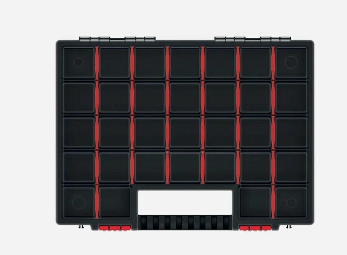 Valise à compartiments boîte de tri Kistenberg - clous vis petits objets - 30 compartiments - plastique - noir - 40 x 30 x 5 cm