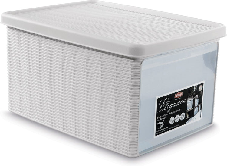 Panier de rangement Stefanplast - boîte de rangement - 'élégance' - multifonction - rabat sur le devant - blanc - taille m