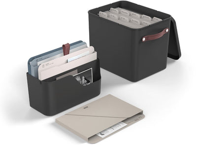 Rotho my paper organiser set, organisateur de documents et archives 2 en 1. noir avec insert bleu. adapté au format A4