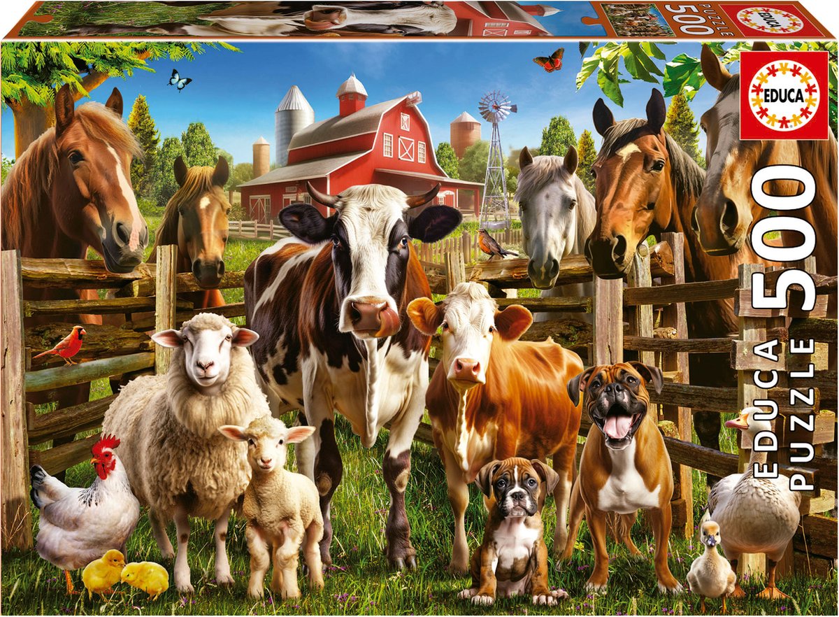 Educa - puzzle - 500 pièces - les malins de la ferme - puzzle