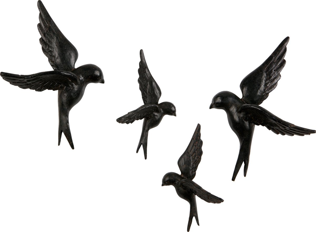 Woood bird avaler - papier - noir - lot de 4