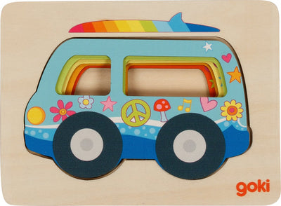 Voiture puzzle en bois Goki, 5 pcs.