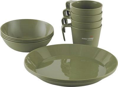 Easy camp moss 4 dine set assiette de camping vaisselle de camping 4 personnes vert