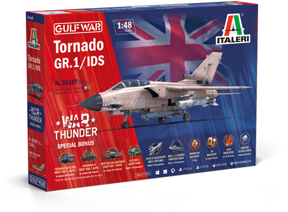 Kit modèle Italeri véhicules militaires - 35107 tornado gr.1 ids - avion de chasse - bonus spécial war Thunder ! plastique - 1:48 - modélisme