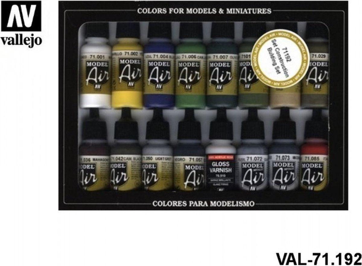 Ensemble de construction de construction aérienne modèle Vallejo - 16 couleurs -17 ml - 71192