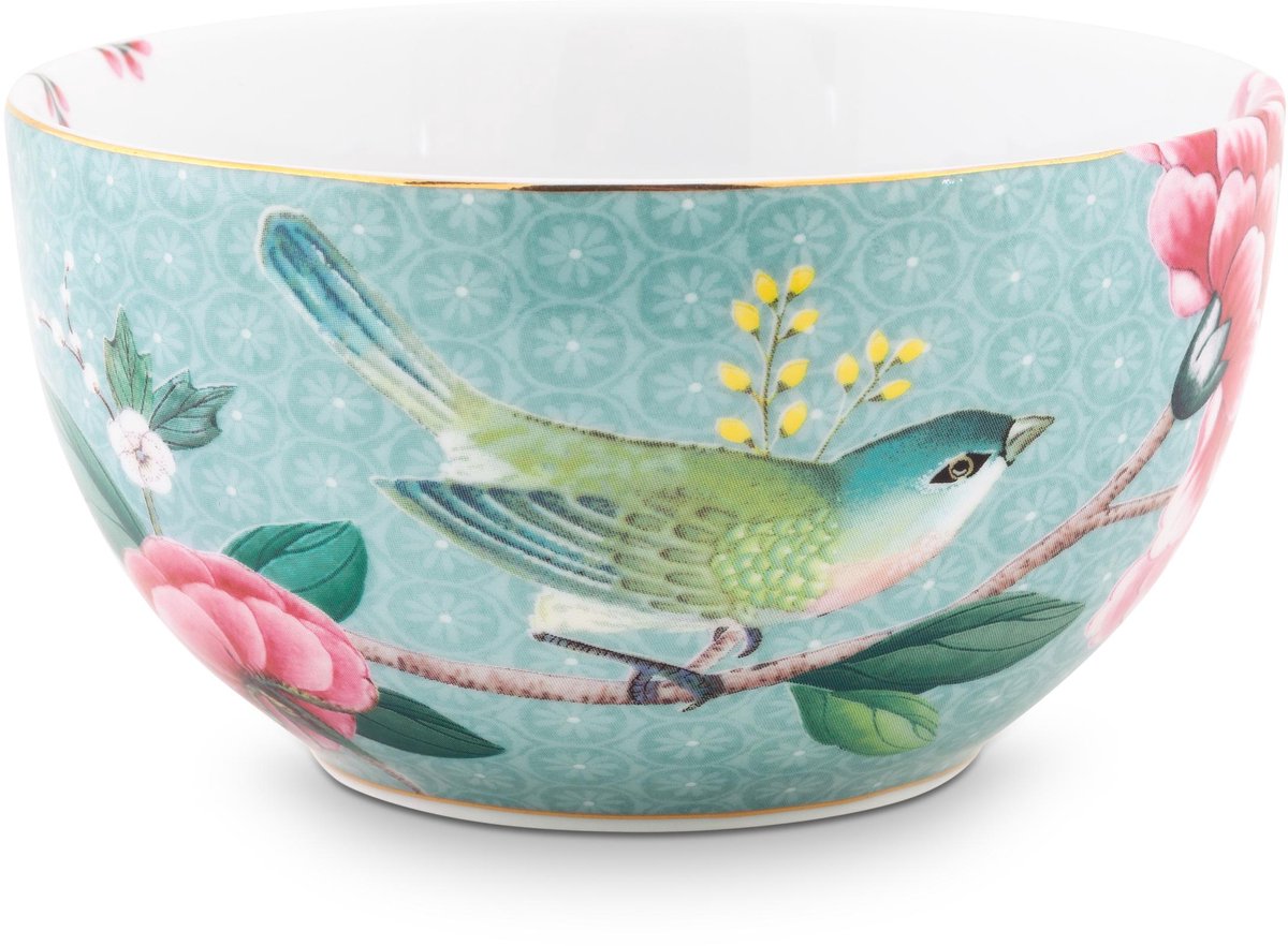 Pip studio bol rougissant oiseaux bleu 12cm